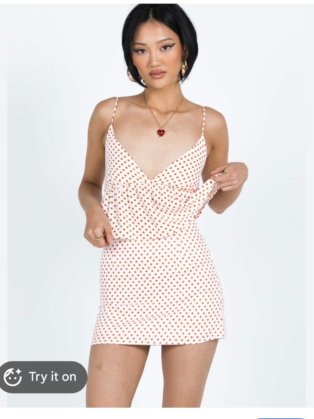 Princess Polly Orange and White Polka Dot Skirt Set